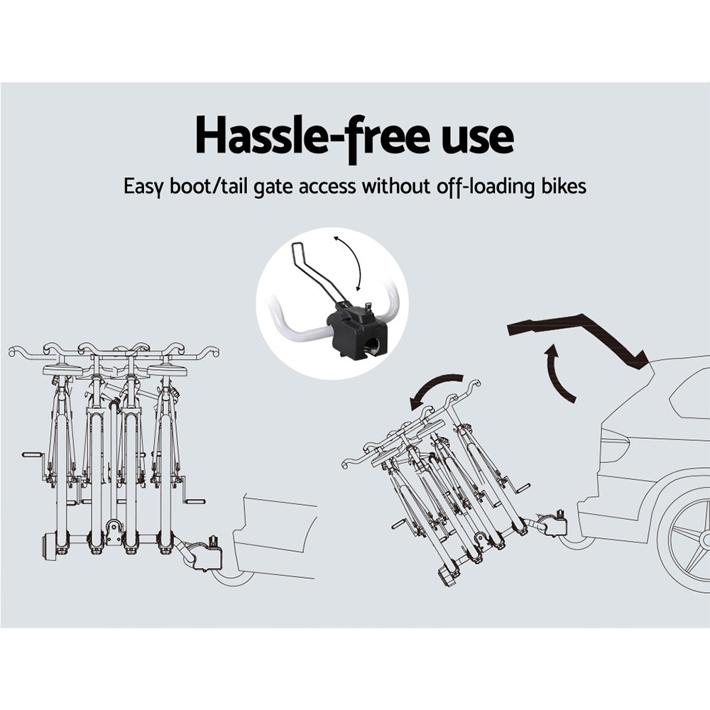 Harelbeke Towbar Bike Carrier Rack, 4 Bike, 60kg, Black and Silver