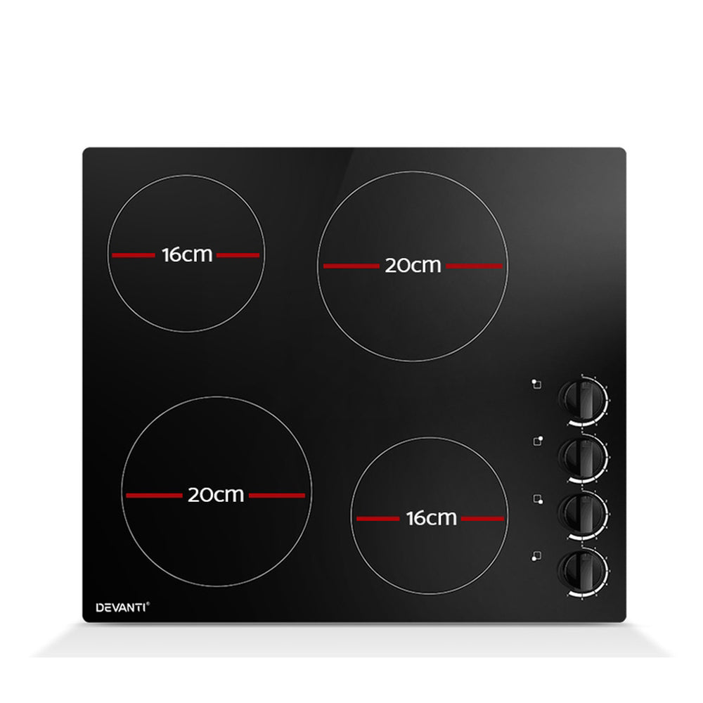 60 cm ceramic cooktop installed in a kitchen benchtop