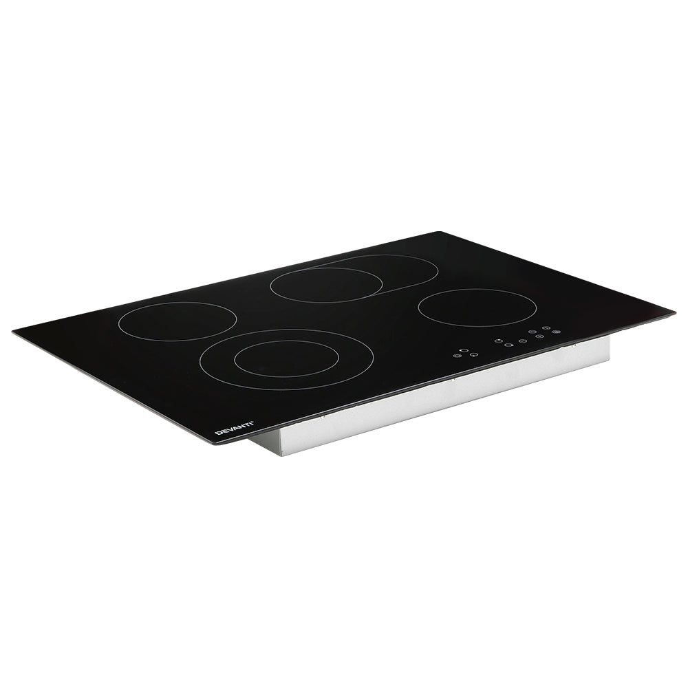 77 cm ceramic cooktop installed flush in a kitchen benchtop