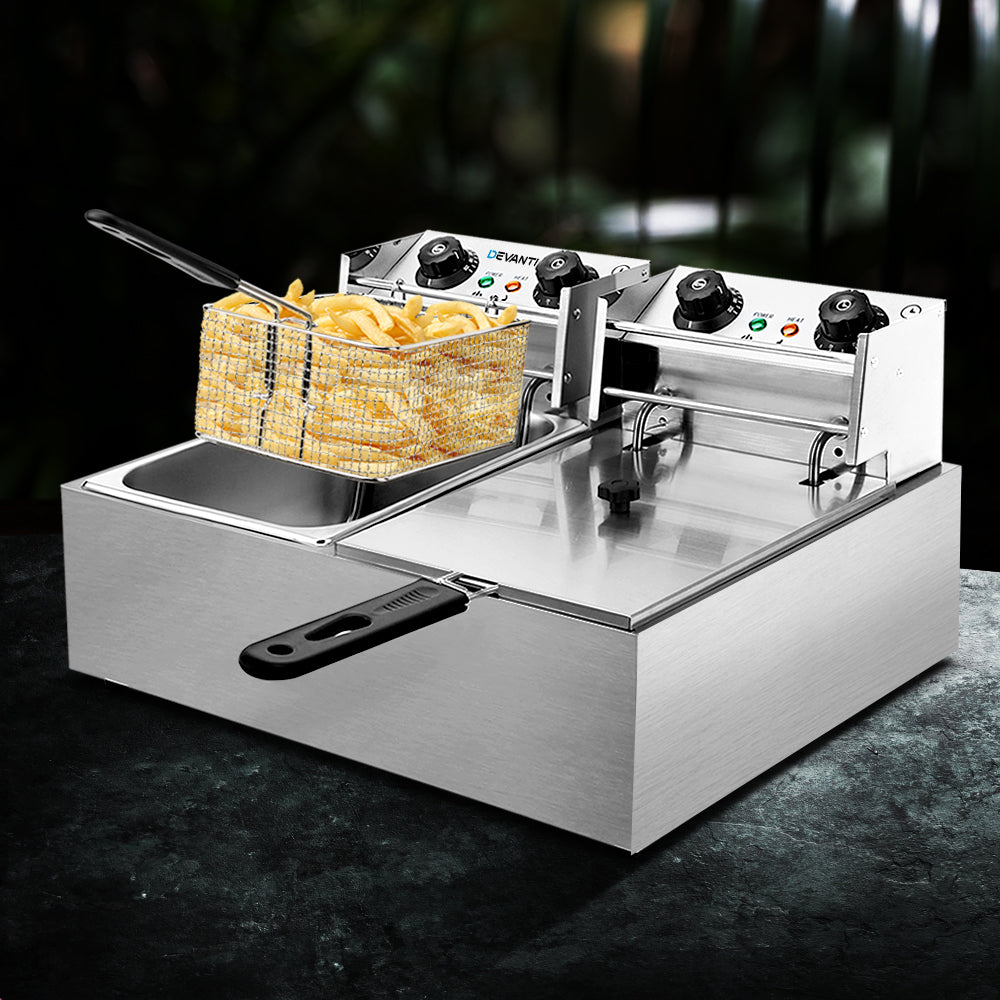 Dimension diagram of the twin tank deep fryer, 62 x 41.5 x 30 cm