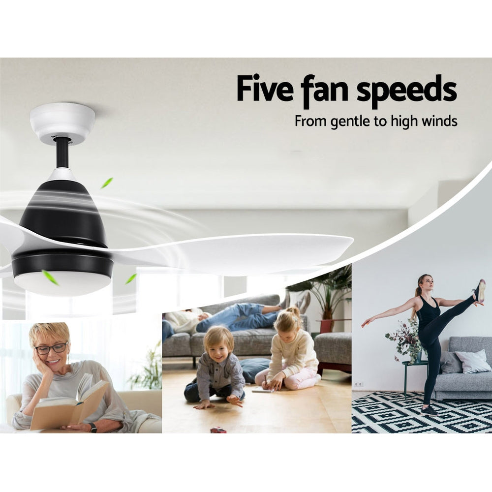Devanti 48-Inch DC Motor Ceiling Fan with LED Light and Remote — White — Allure Home Collections
