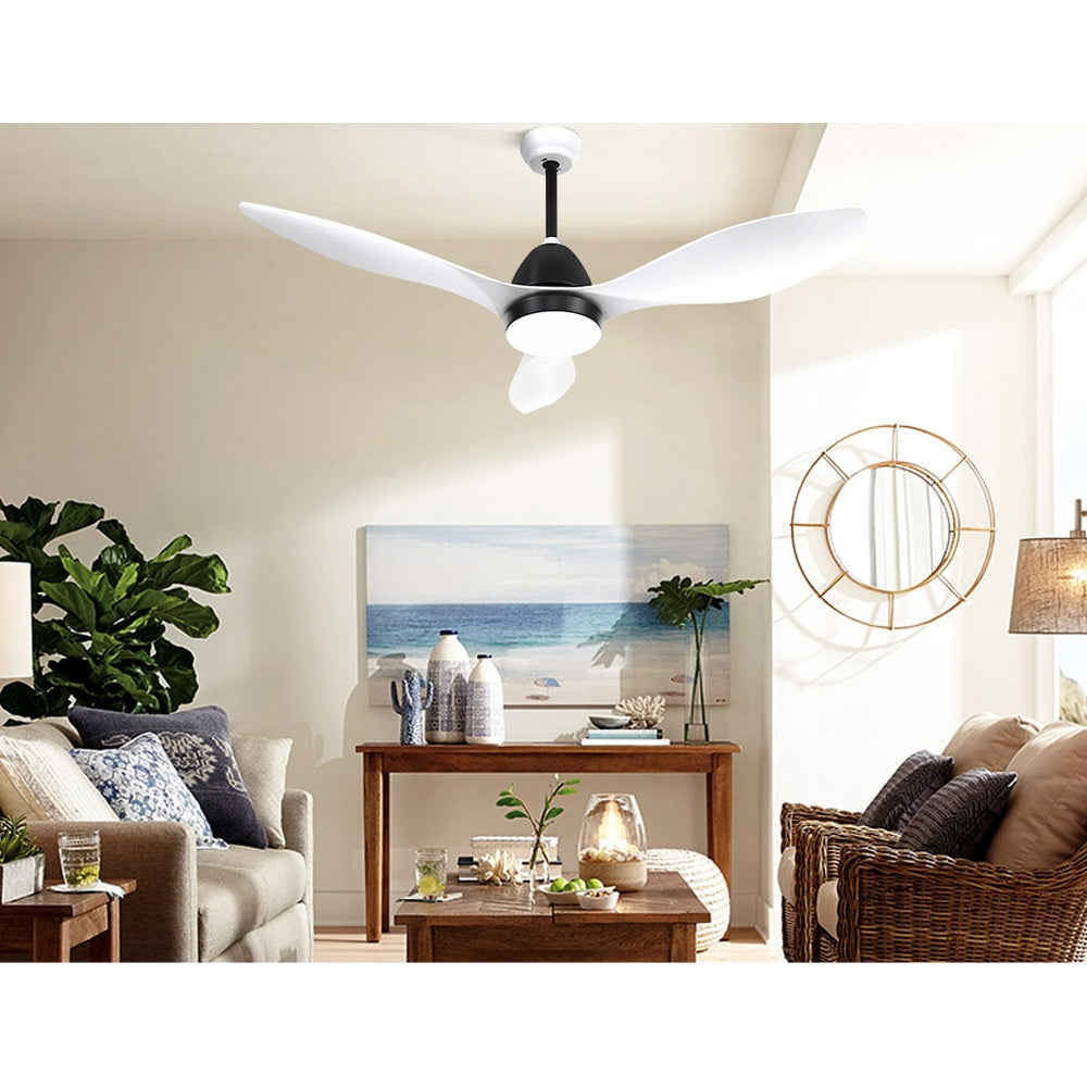 Ceiling fan blade detail showing ABS blade and steel housing