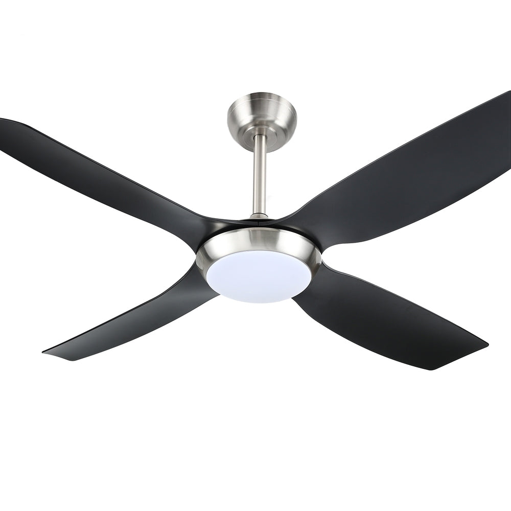 Black 132 cm ceiling fan with four blades and built in LED light