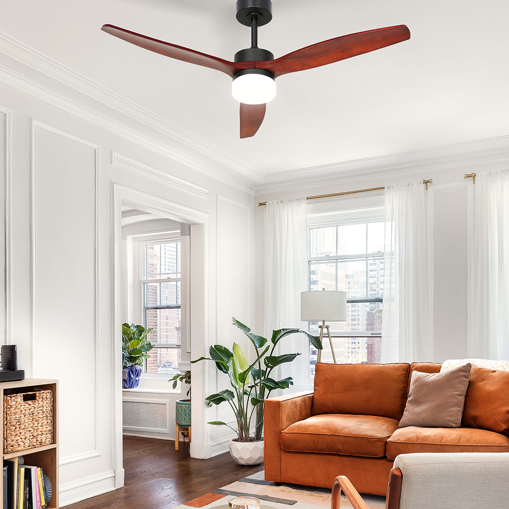 Devanti 52-Inch AC Motor Ceiling Fan with LED Light and Remote — Dark Wood — Allure Home Collections