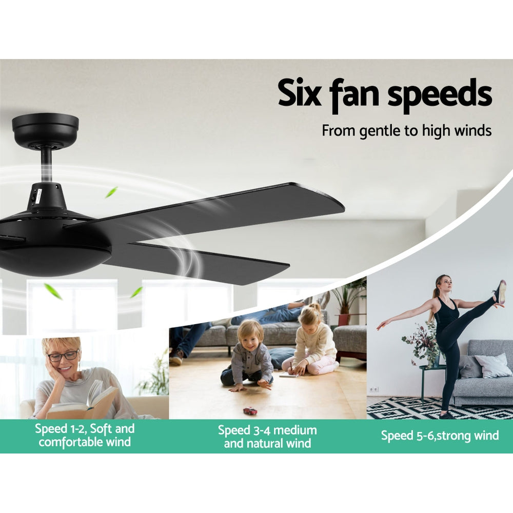 Blade pitch detail on the 52 inch black ceiling fan