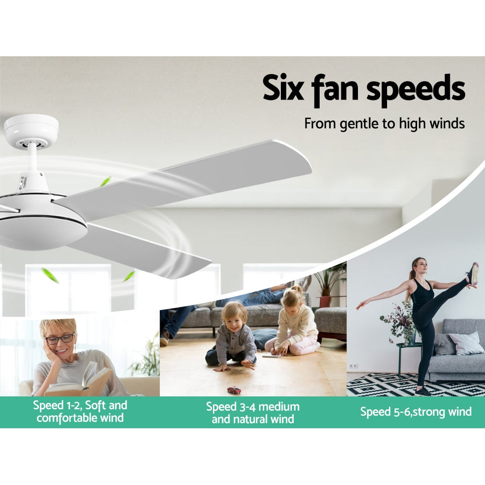 Blade pitch detail on the 52 inch white ceiling fan