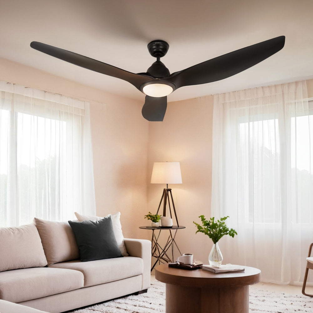 Devanti 64-Inch Ceiling Fan with DC Motor, LED Light and Remote — Black — Allure Home Collections