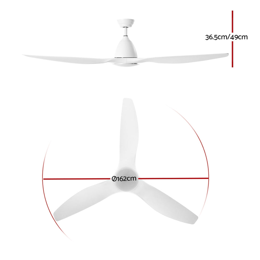 Devanti 64-Inch DC Motor Ceiling Fan with LED Light and Remote — White — Allure Home Collections