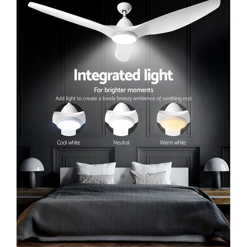 Devanti 64-Inch DC Motor Ceiling Fan with LED Light and Remote — White — Allure Home Collections