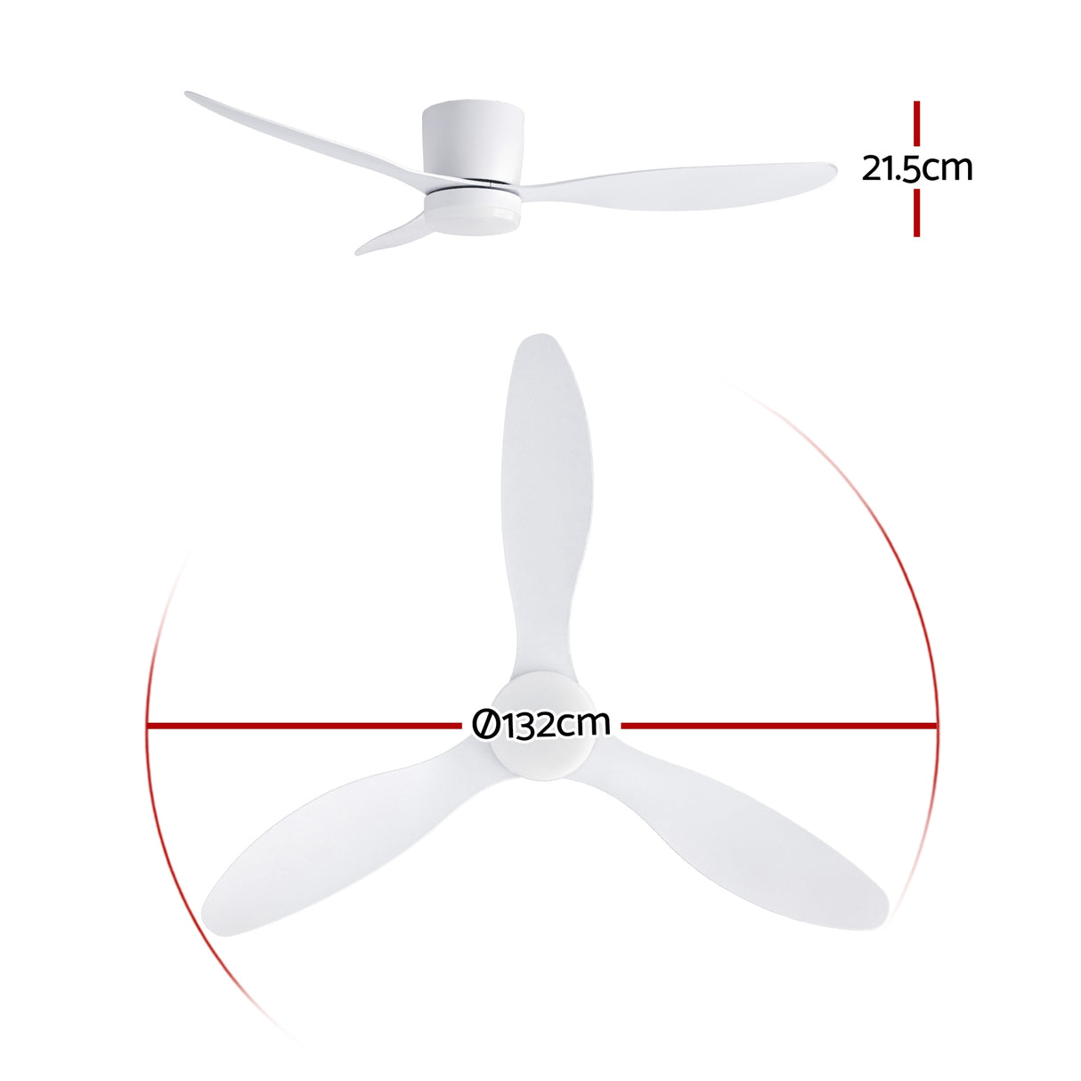 Underside of the white 52 inch ceiling fan showing LED light panel
