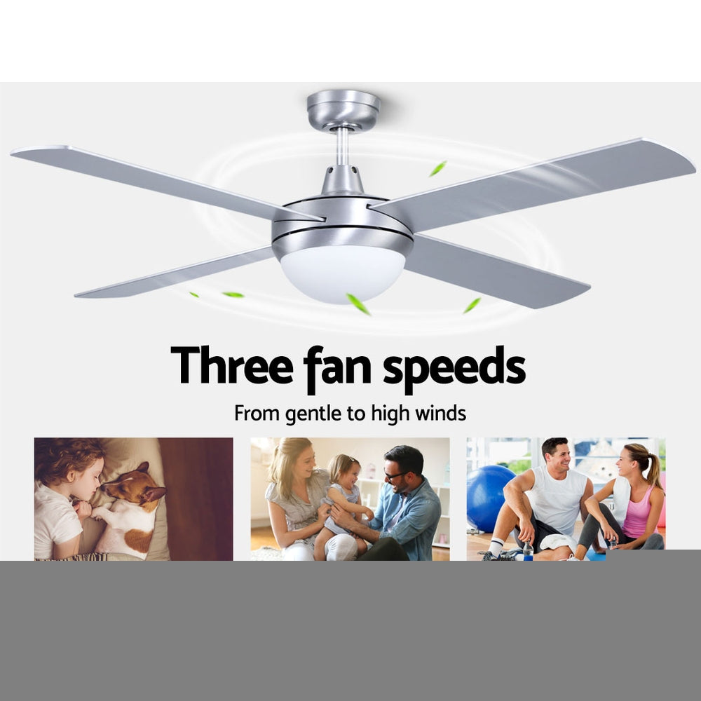 Devanti 52-Inch AC Motor Ceiling Fan with LED Light and Remote — Silver — Allure Home Collections