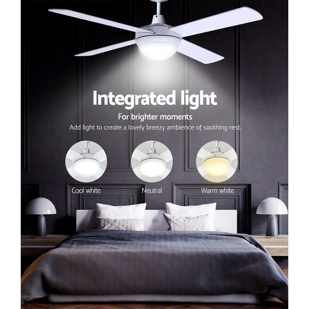 Devanti 52-Inch AC Motor Ceiling Fan with LED Light and Remote — White — Allure Home Collections