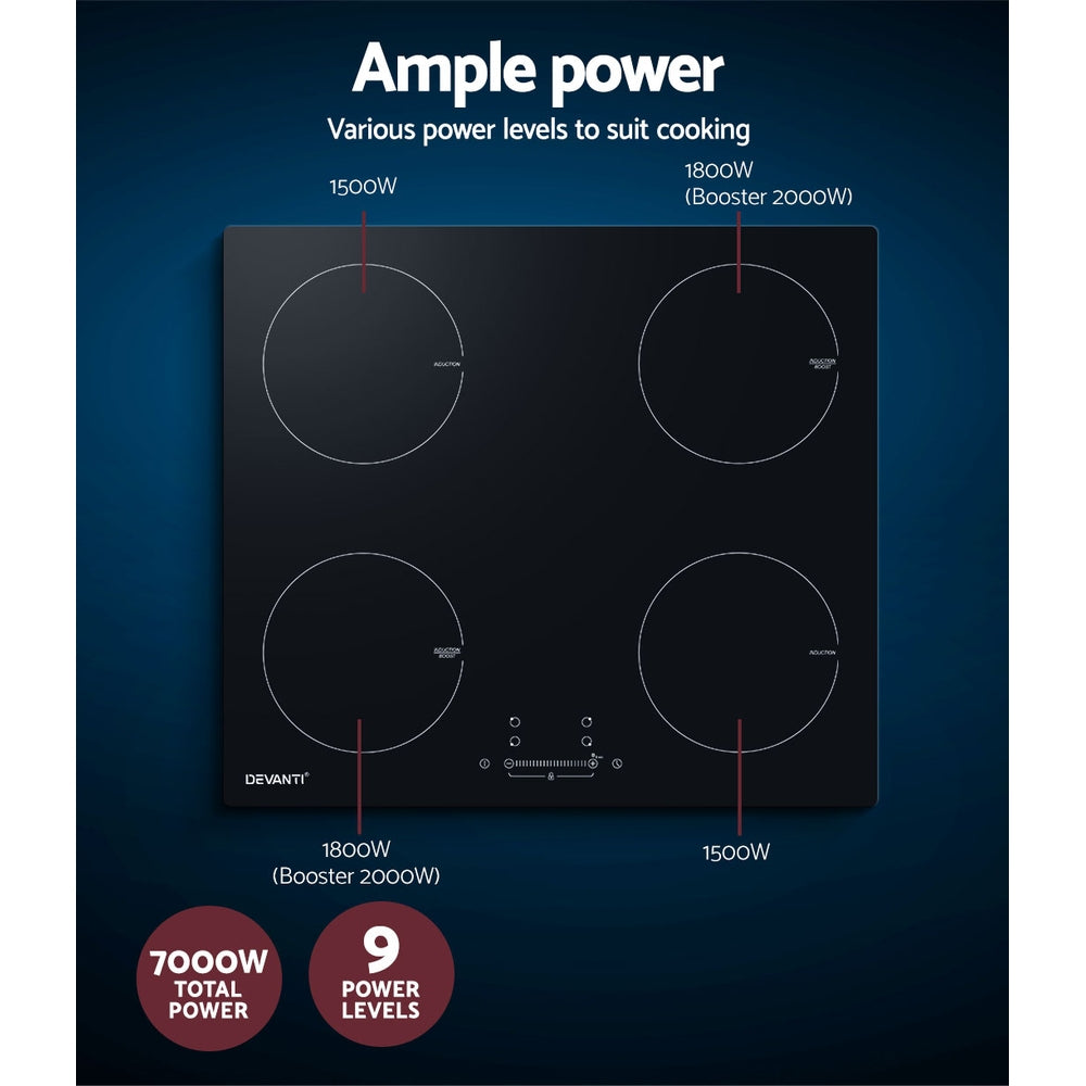 Induction cooktop in use with cookware on a heating zone