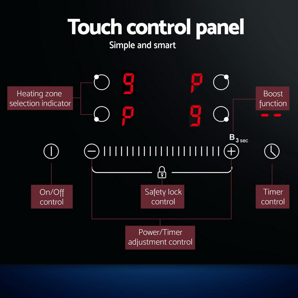 Side profile of the 6 cm deep induction cooktop showing the slim glass edge