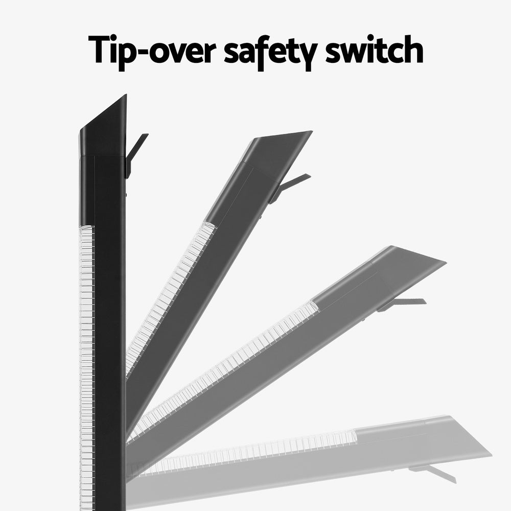 Base of the tower heater showing the tip over cut off switch