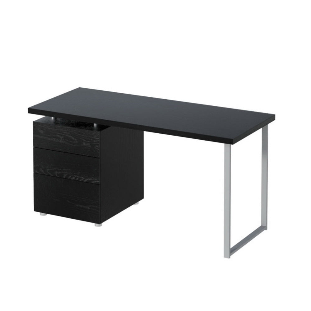 Campbell black computer desk with three drawers in a home office