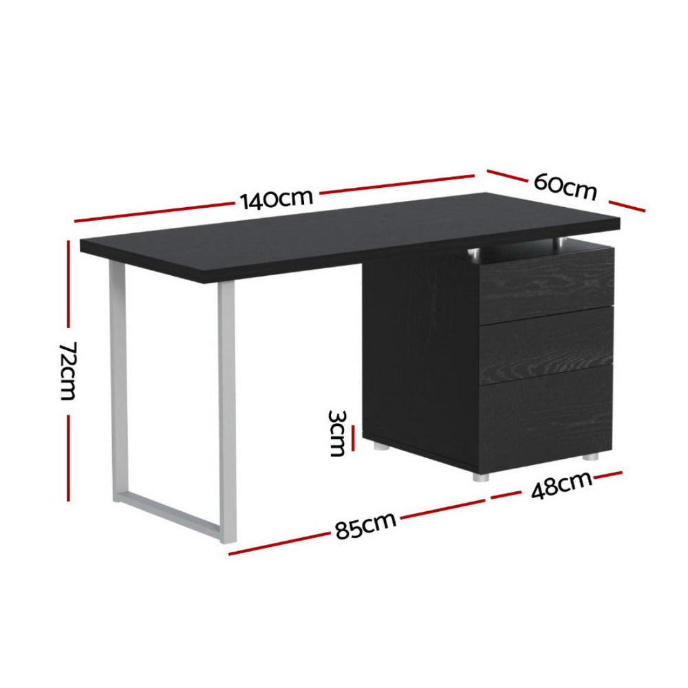 Campbell black computer desk with three drawers in a home office
