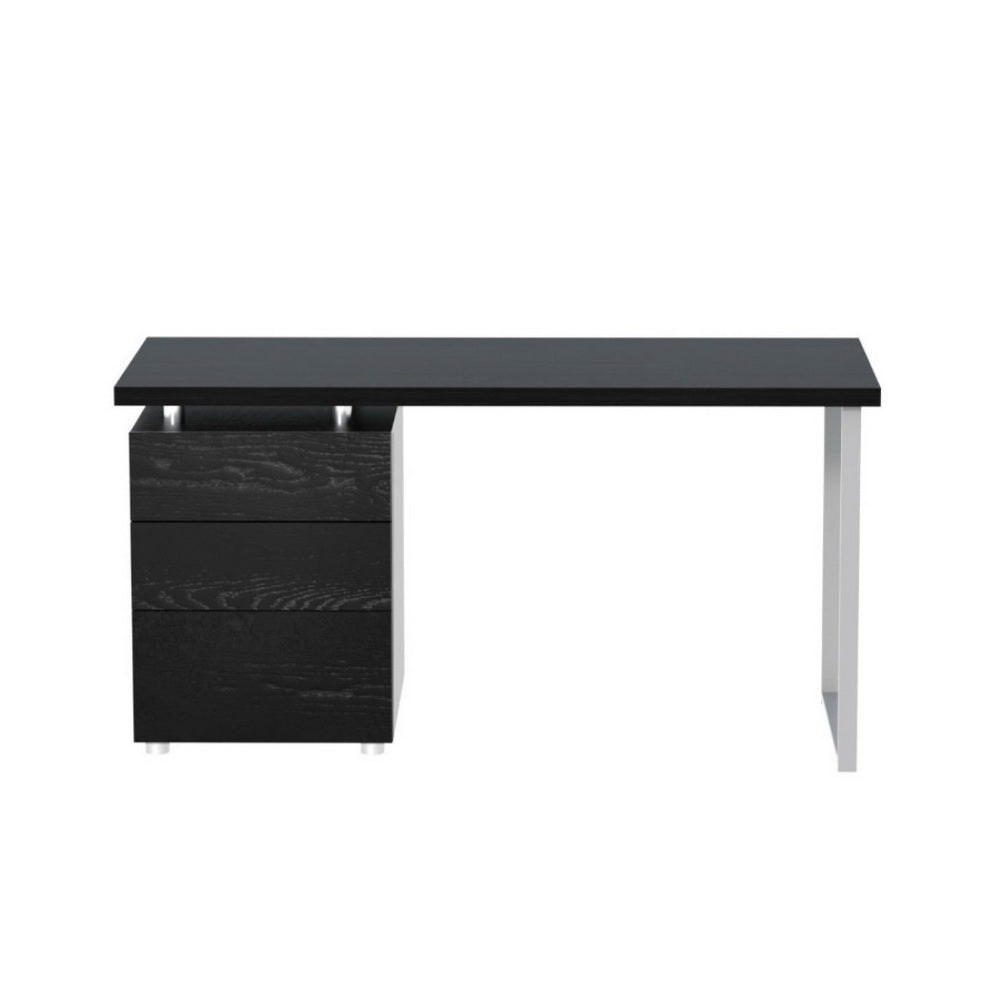 Campbell black computer desk with three drawers in a home office