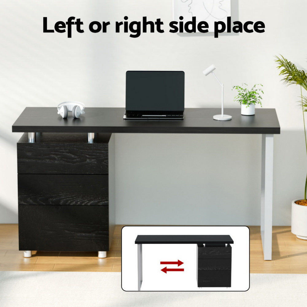 Campbell black computer desk with three drawers in a home office