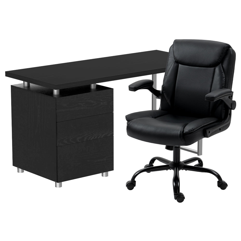 Ocean Reef black office desk and chair set in a home office