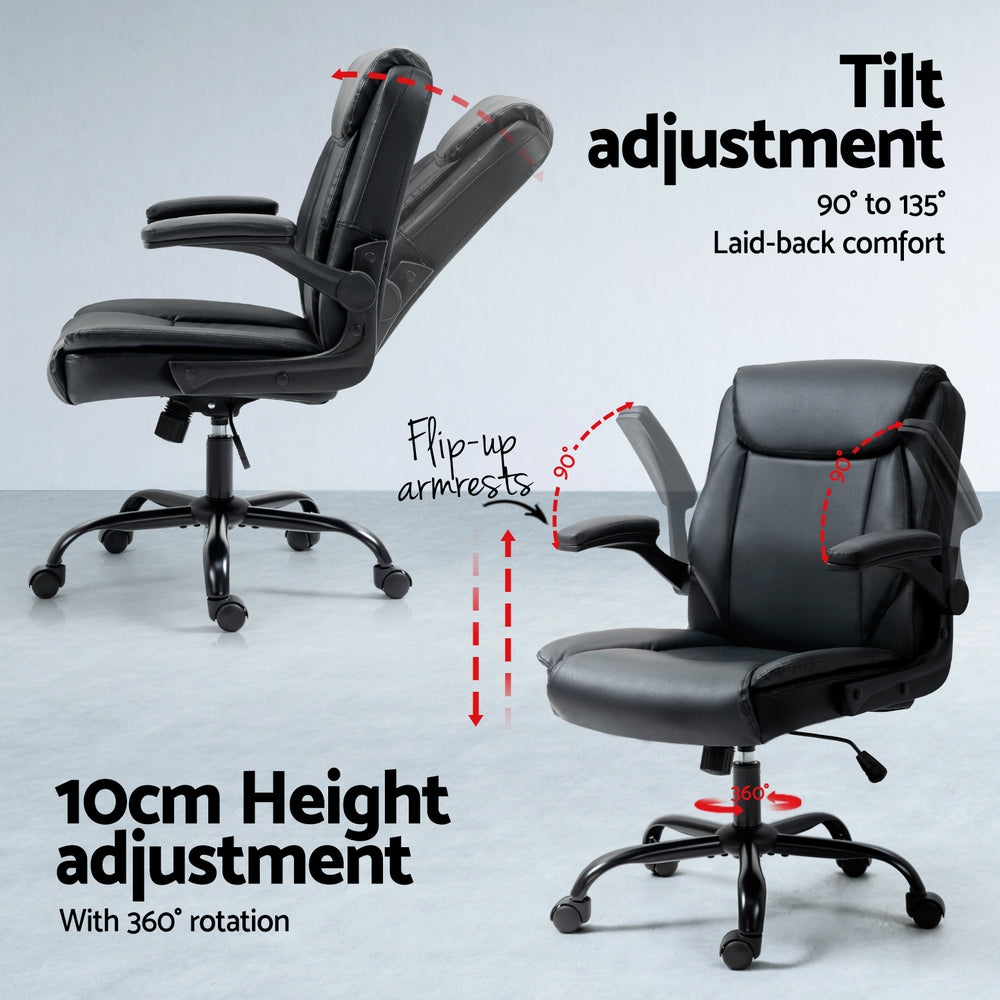 Ocean Reef black office desk and chair set in a home office, view 5