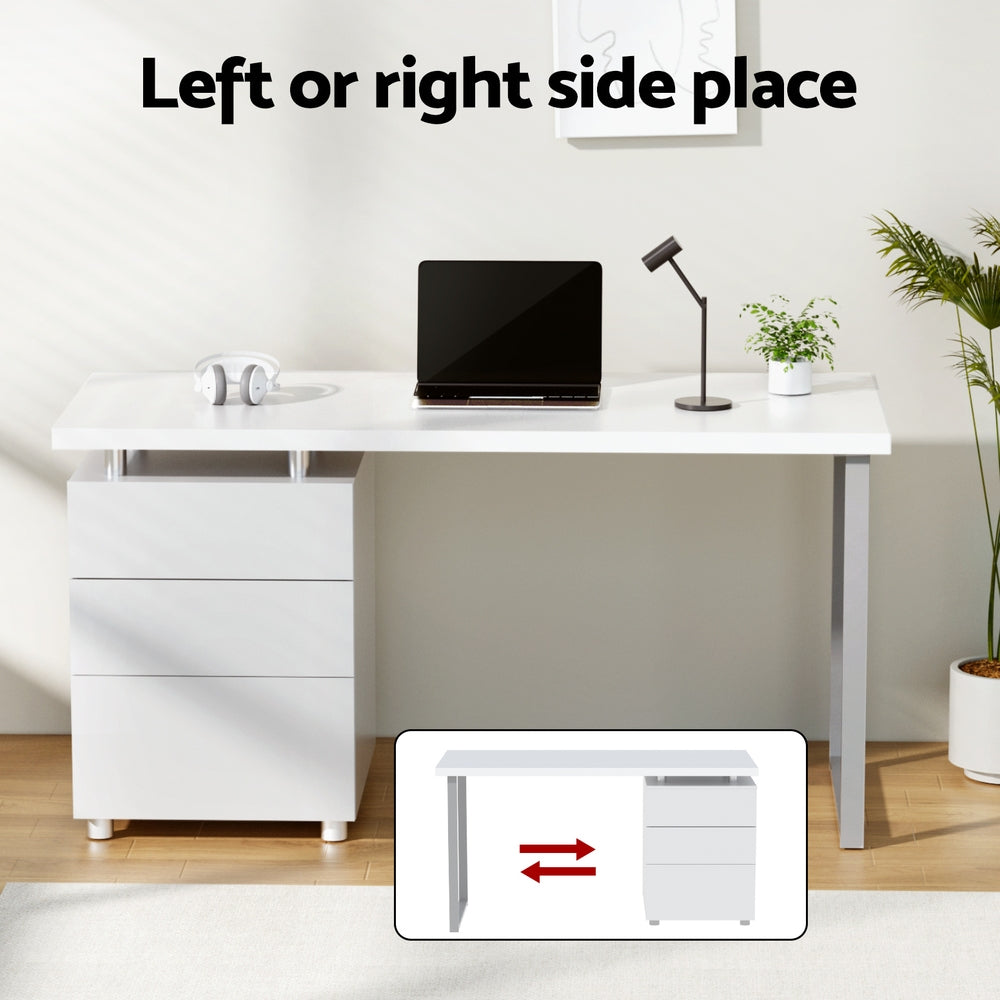 Ocean Reef white office desk and chair set in a home office, view 4