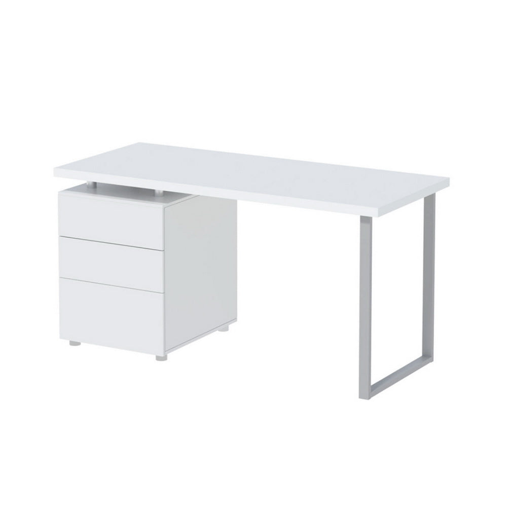 Campbell white computer desk with three drawers in a home office