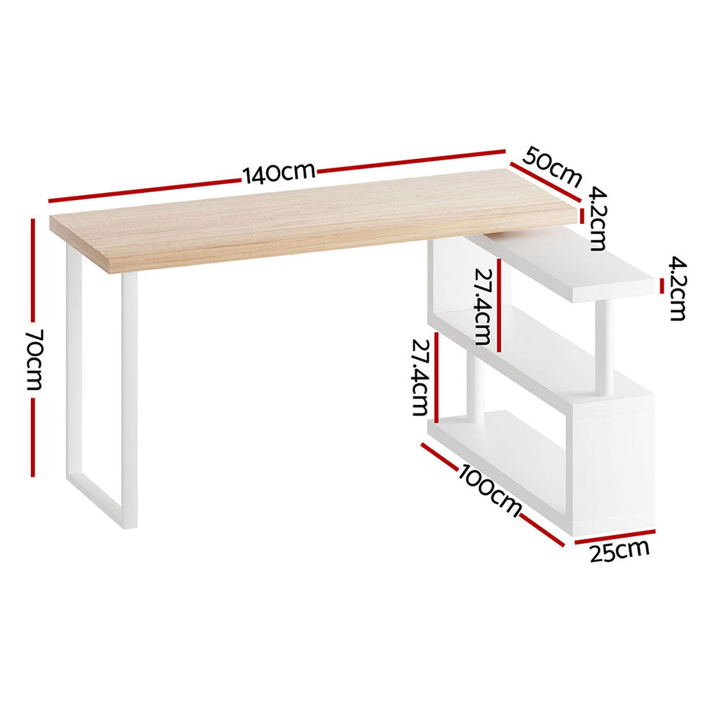 Macquarie Computer Desk, Oak and White 140cm