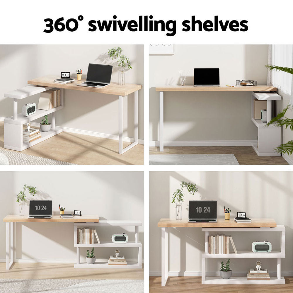 Macquarie Computer Desk, Oak and White 140cm