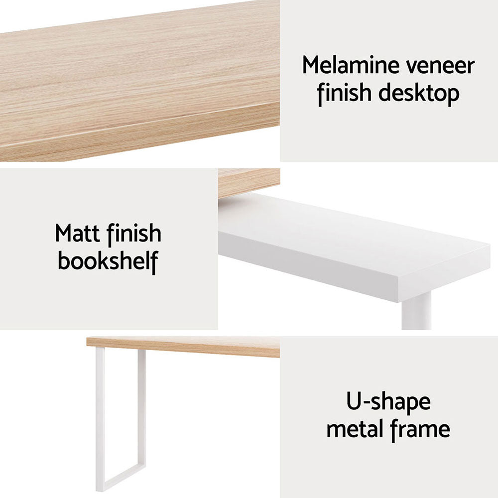 Macquarie Computer Desk, Oak and White 140cm