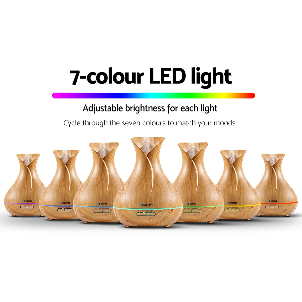 Devanti Aroma Diffuser Aromatherapy Wood 400ml Ultrasonic Essential Oil Humidifier