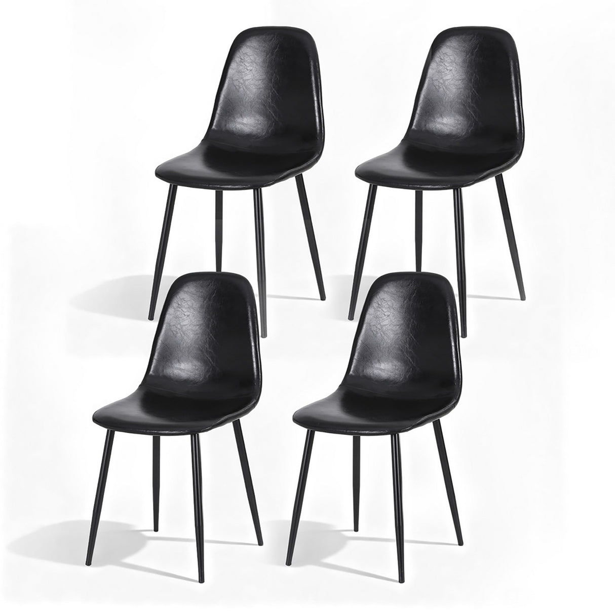 Sandy Creek black faux leather dining chair with metal legs