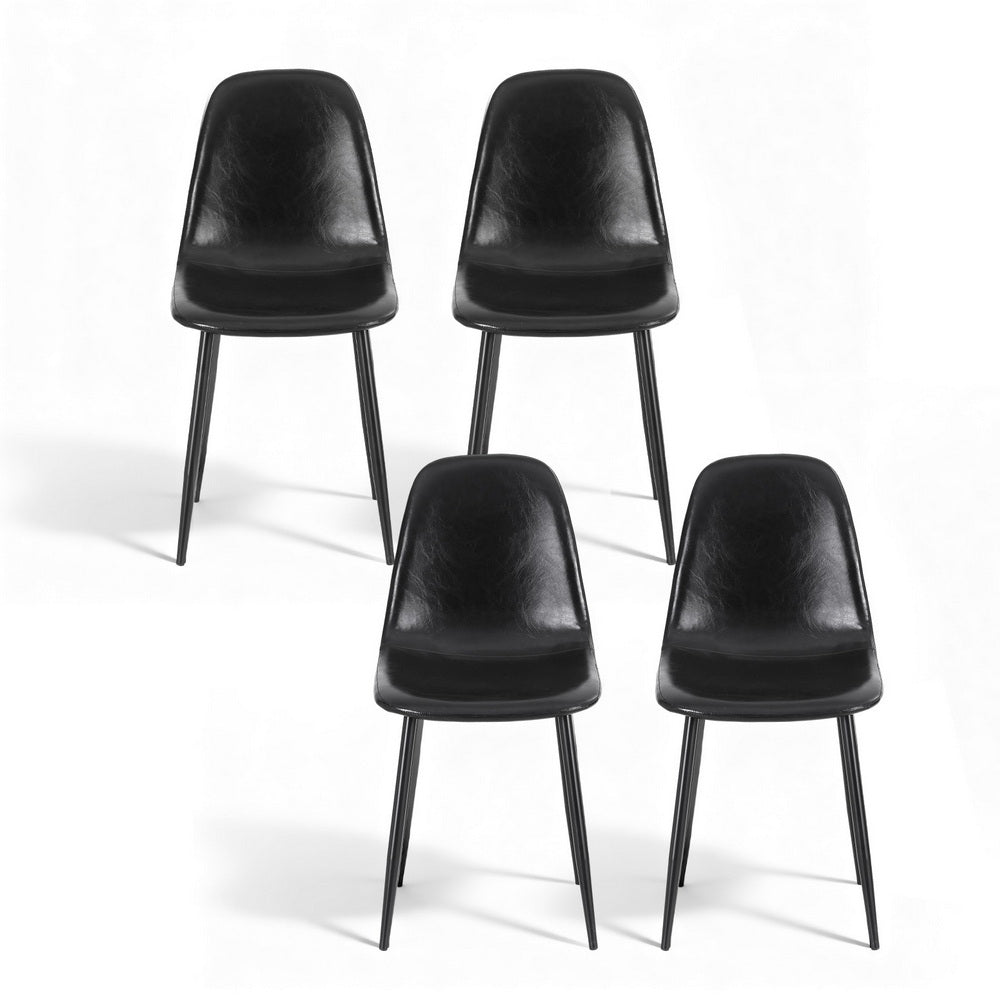 Sandy Creek black faux leather dining chair with metal legs