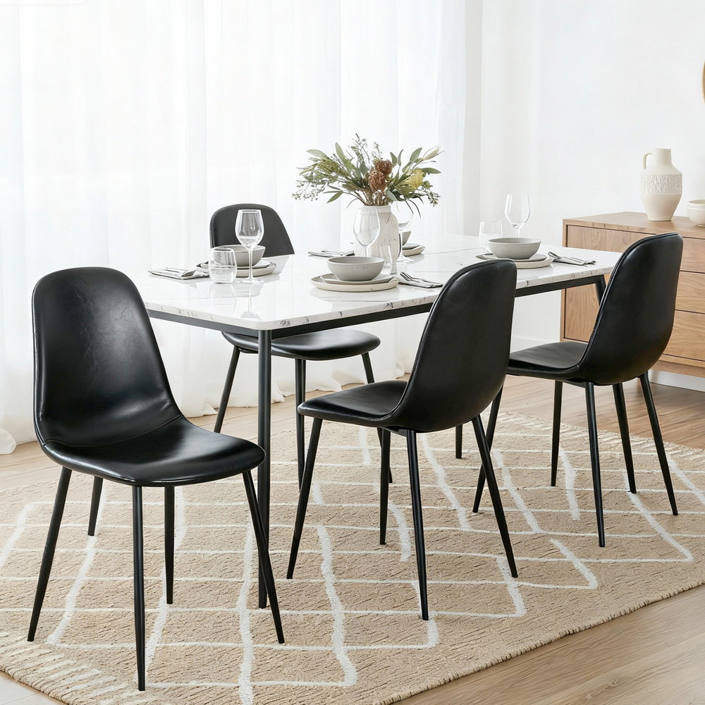 Sandy Creek black faux leather dining chair with metal legs