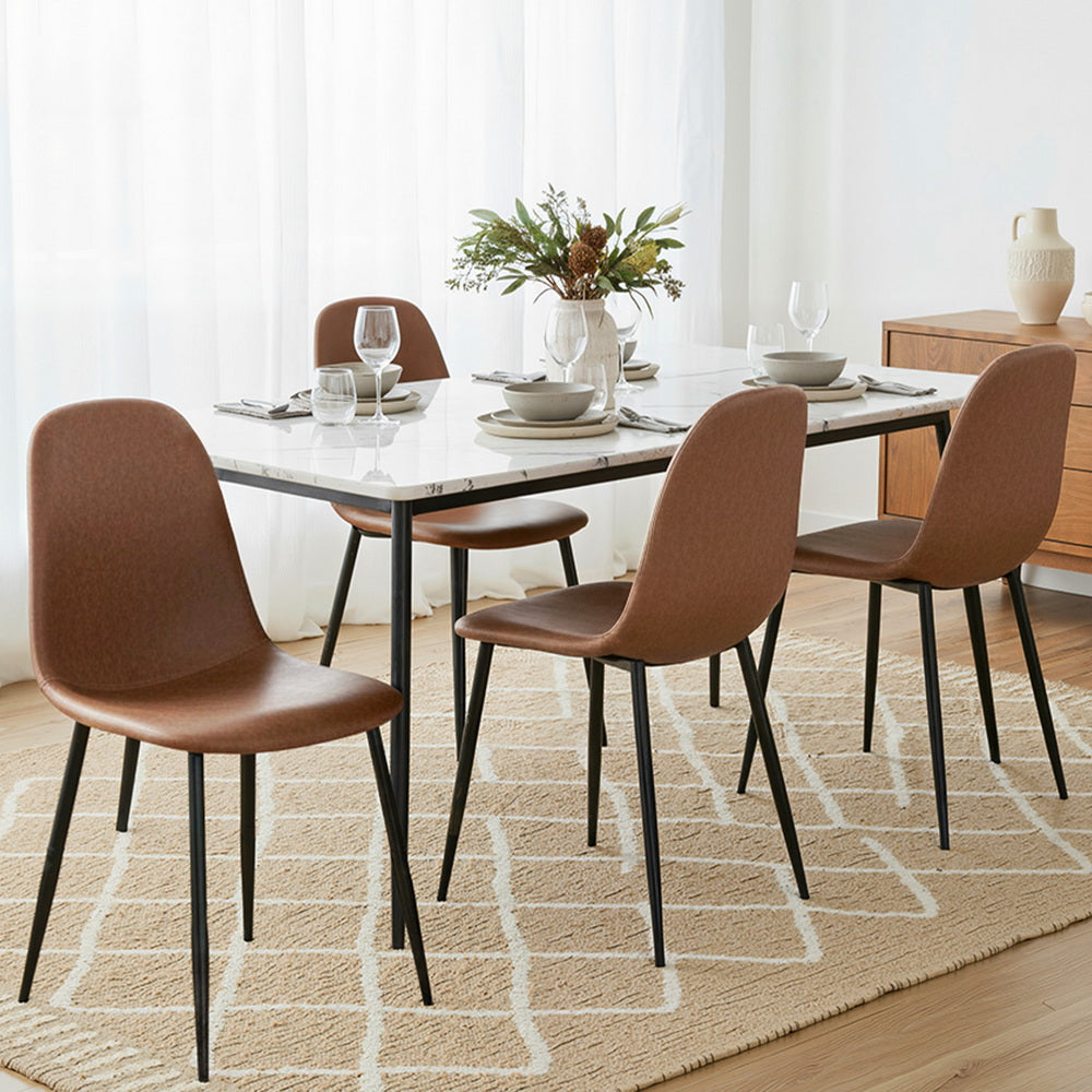 Sandy Creek brown faux leather dining chair with black metal legs