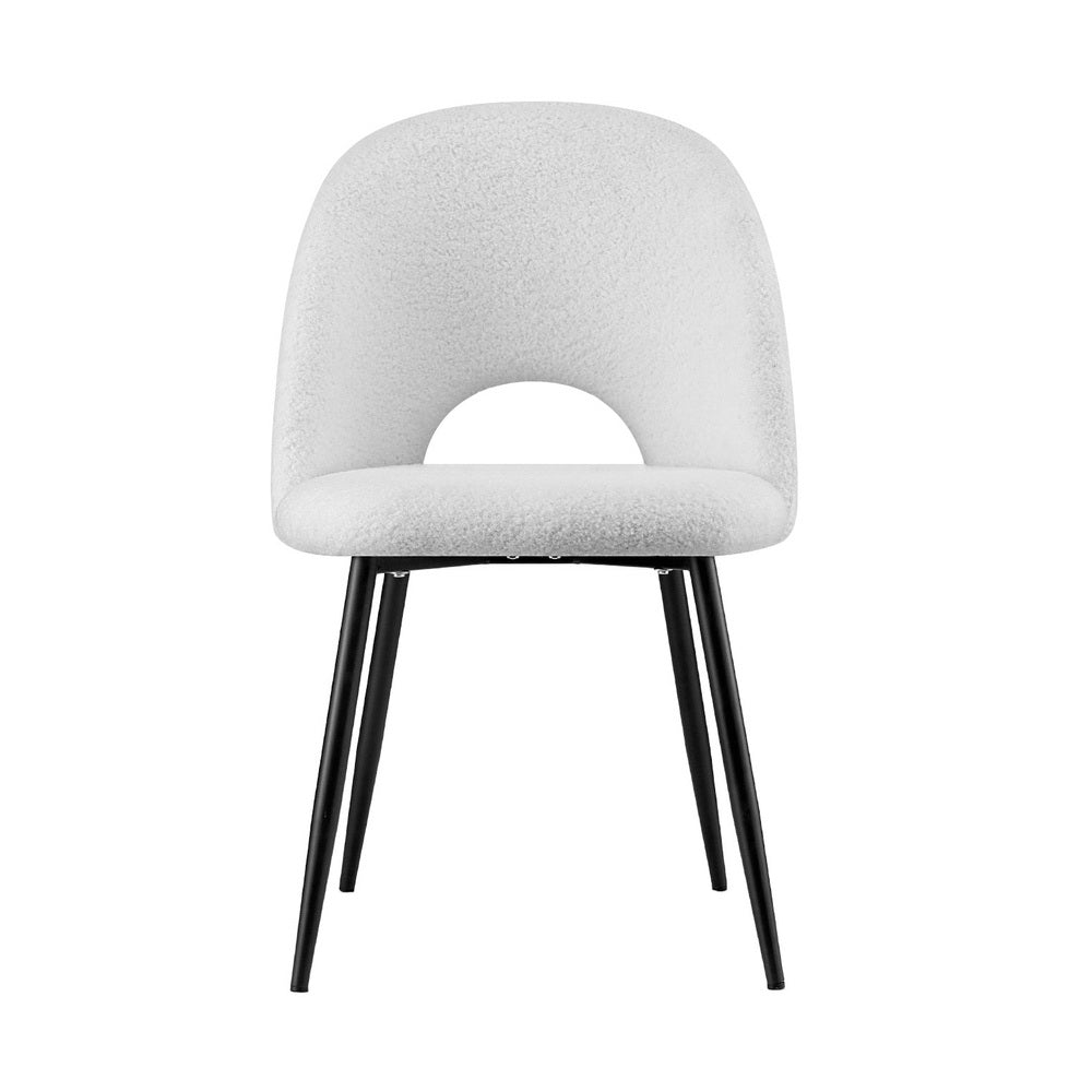 Seppeltsfield white sherpa boucle dining chair in a modern dining room