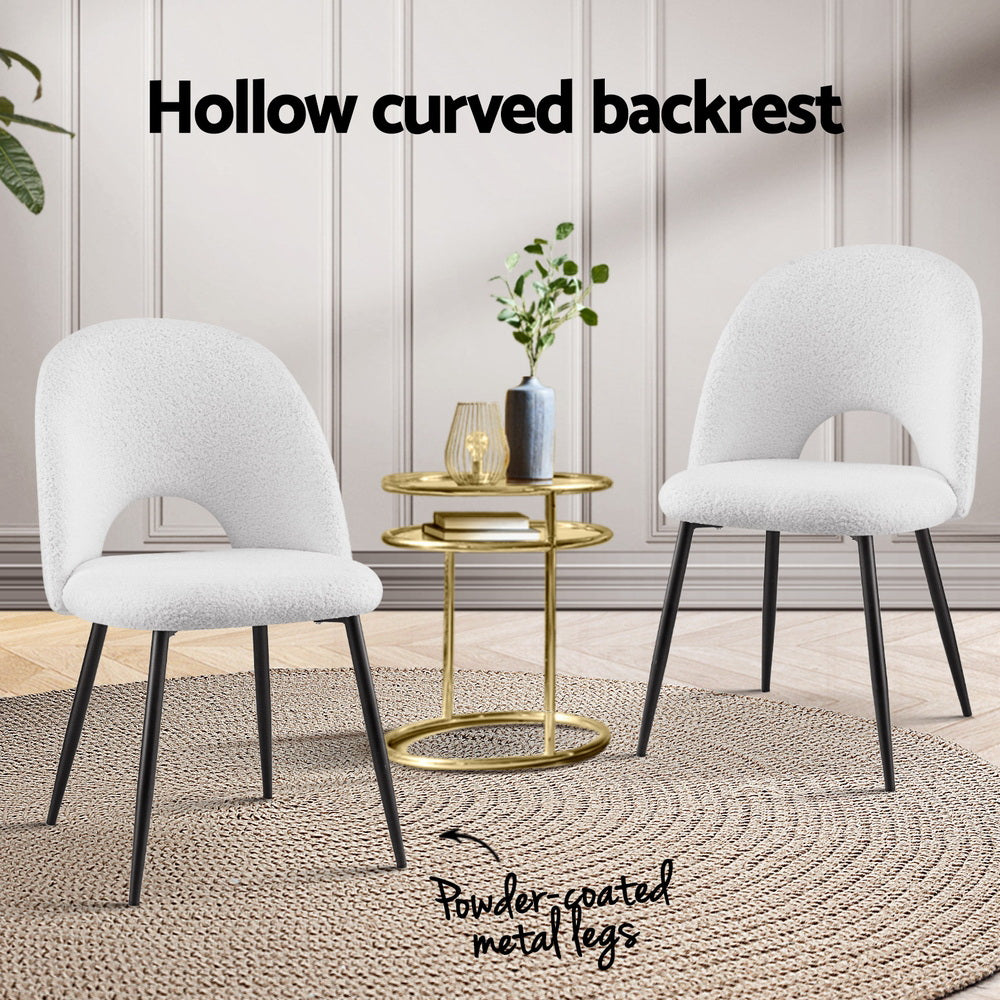 Seppeltsfield white sherpa boucle dining chair in a modern dining room