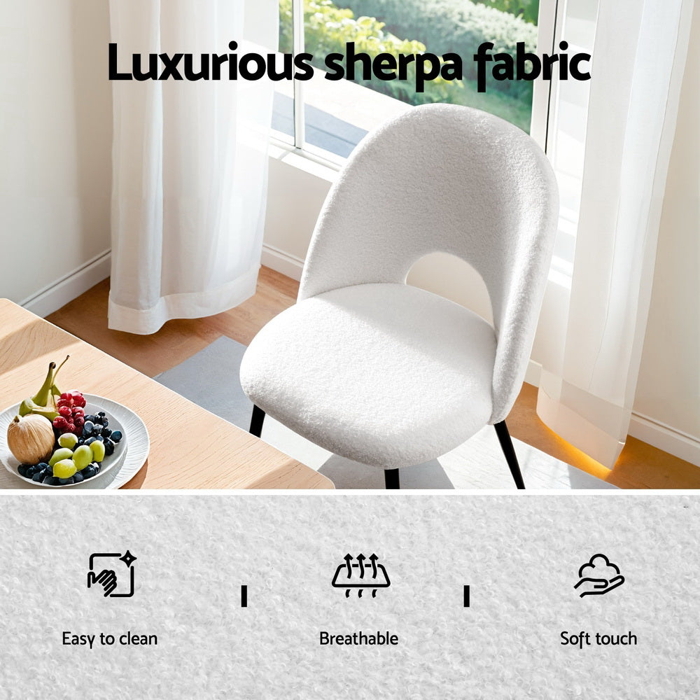 Seppeltsfield white sherpa boucle dining chair in a modern dining room