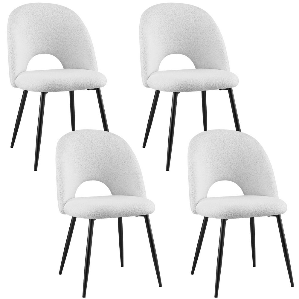 Seppeltsfield white sherpa boucle dining chair in a modern dining room