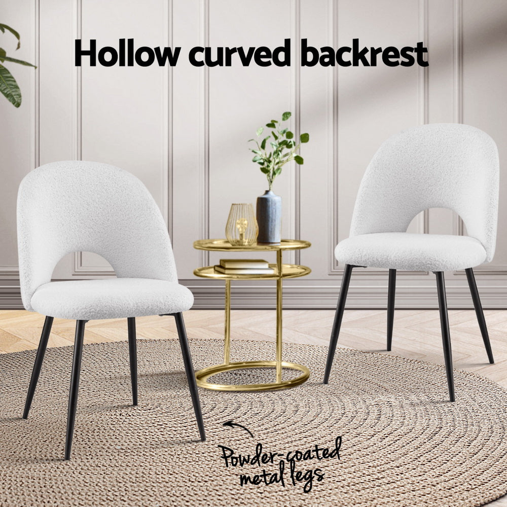 Seppeltsfield white sherpa boucle dining chair in a modern dining room