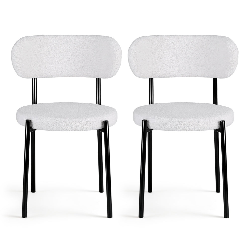 Stirling Boucle Dining Chair, White Sherpa 2pcs