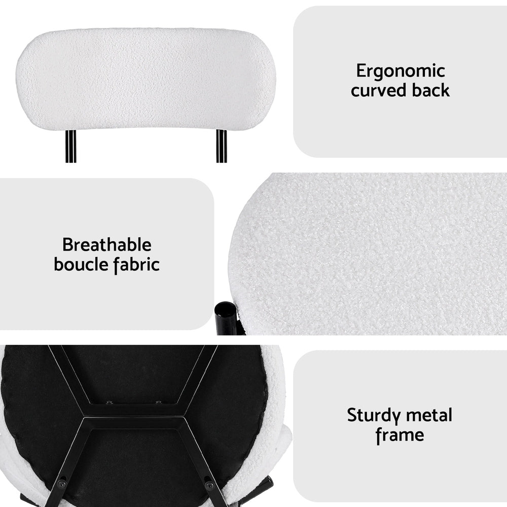 Stirling Boucle Dining Chair, White Sherpa 4pcs