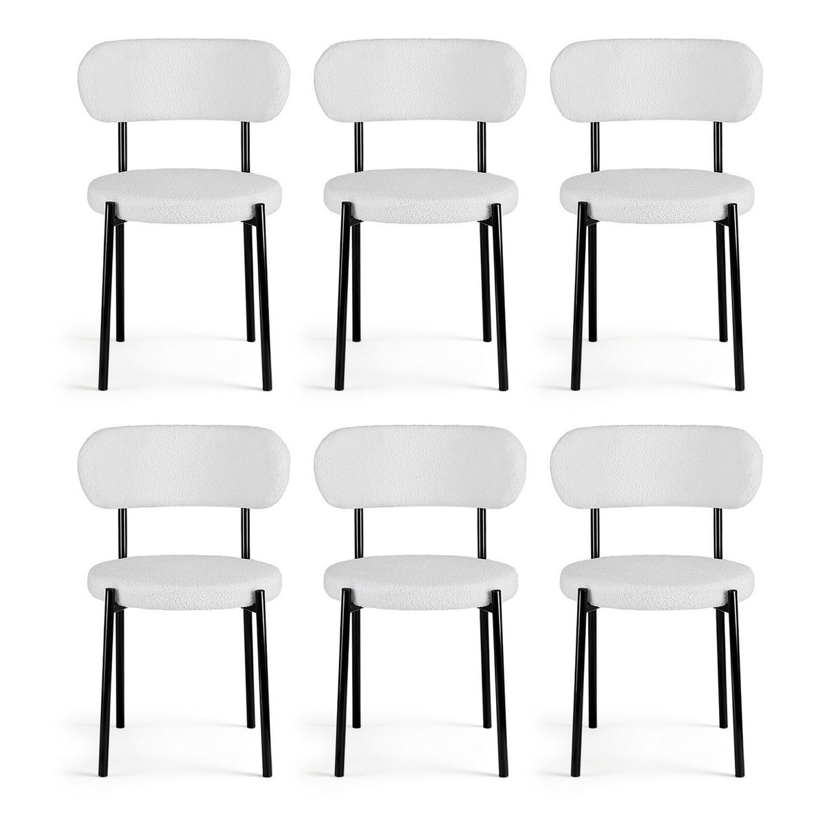 Stirling Boucle Dining Chair, White Sherpa 6pcs