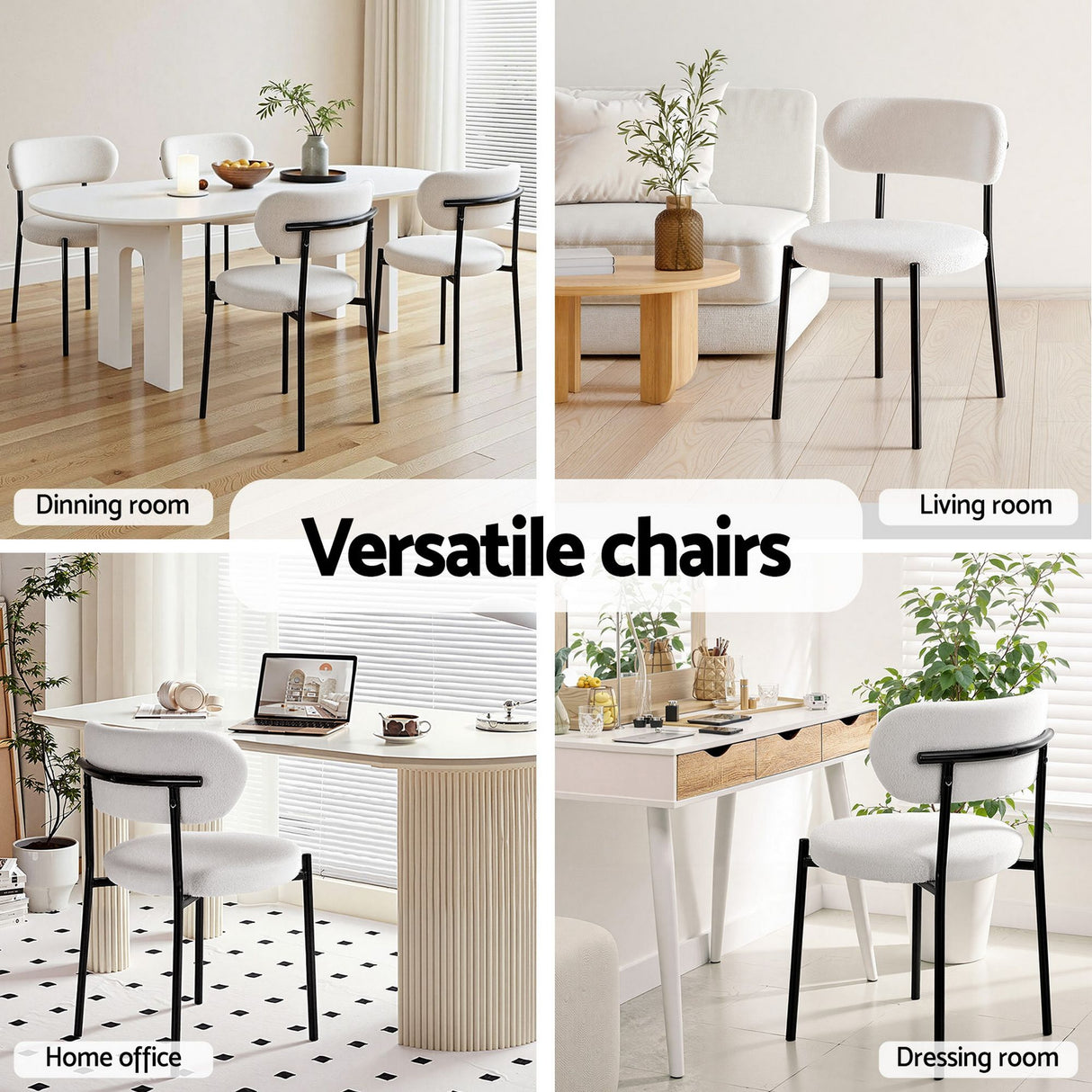 Stirling Boucle Dining Chair, White Sherpa 6pcs