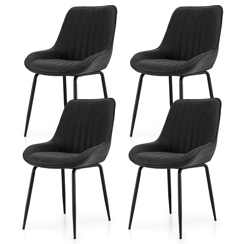 Nain black faux leather dining chair with metal legs in a modern dining room