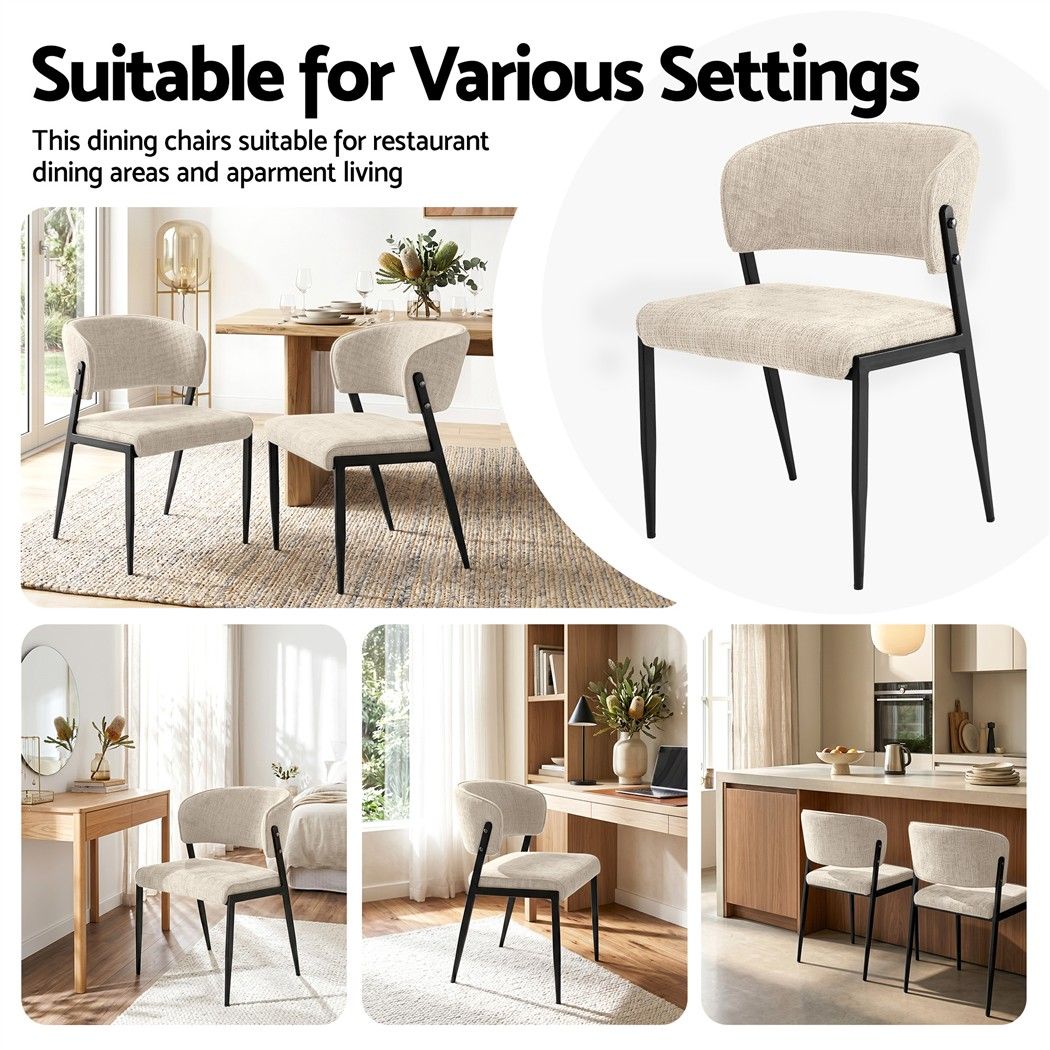 Tanunda beige linen dining chair in a modern dining room