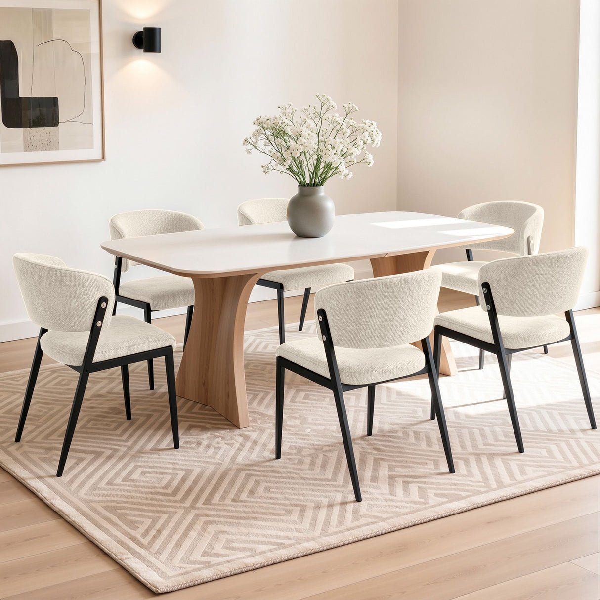 Tanunda beige linen dining chair in a modern dining room