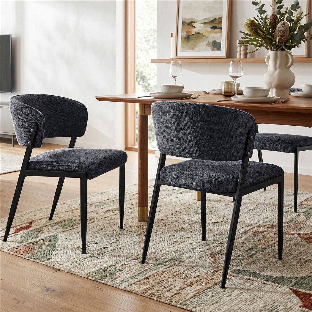Tanunda charcoal linen dining chair in a modern dining room