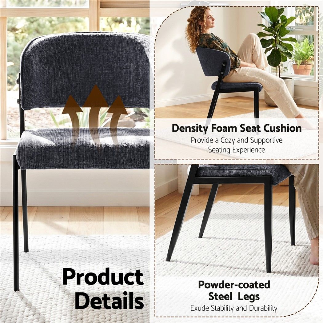 Tanunda charcoal linen dining chair in a modern dining room