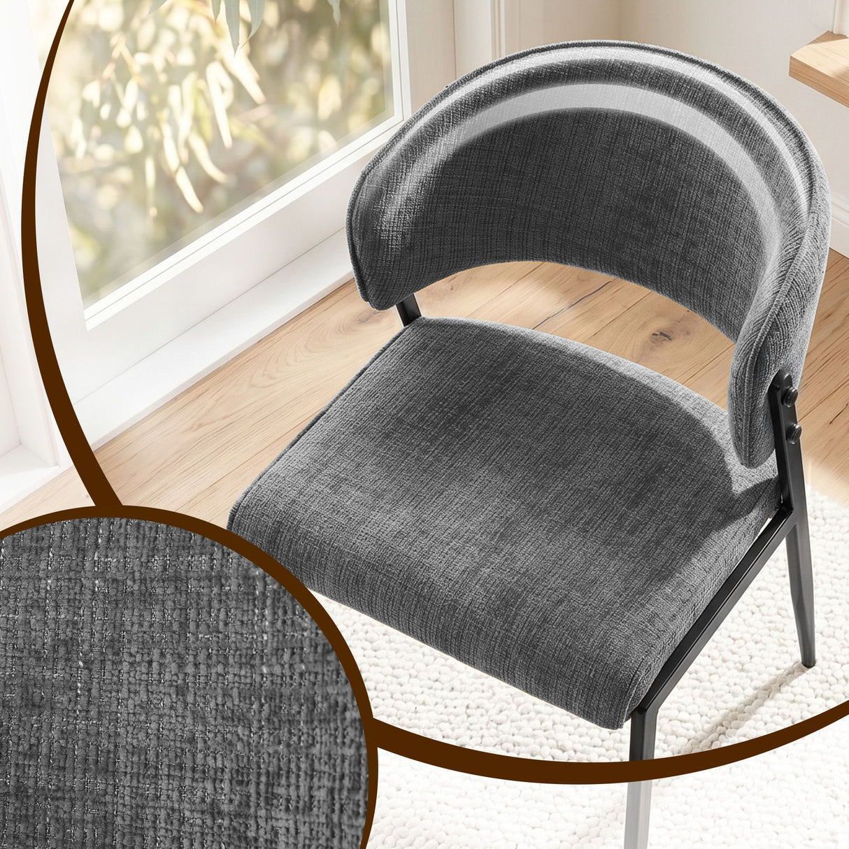 Tanunda grey linen dining chair in a modern dining room